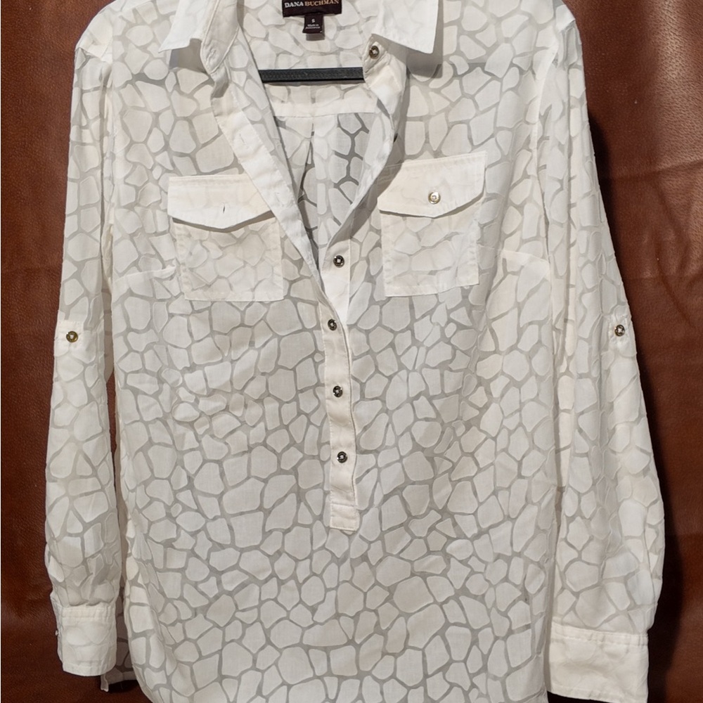 Dana Buchman Cream Patterned Blouse